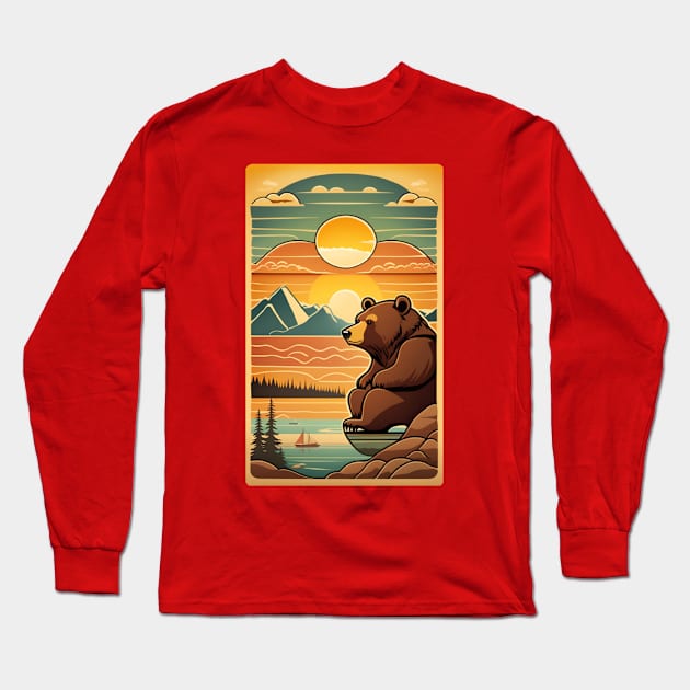 Sunset Fat Bear Week Long Sleeve T-Shirt by Vakian